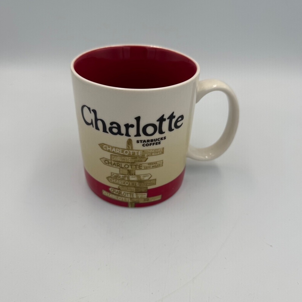 Starbucks Charlotte Coffee Mug 2012 Collector Series Red Skyline 16 oz
